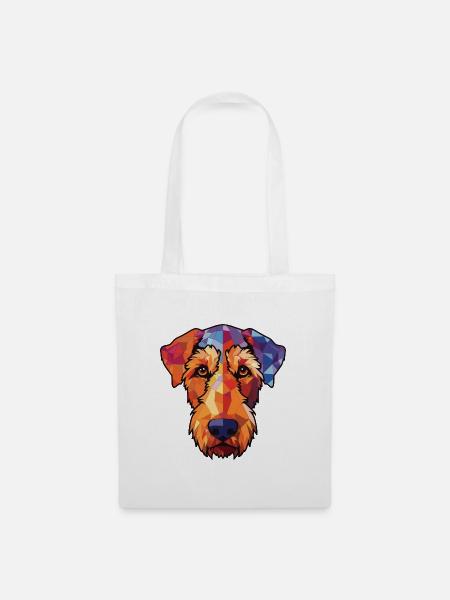 Airedale Terrier Hund Aquarell Bunte Malerei - Stoffbeutel - Weiß