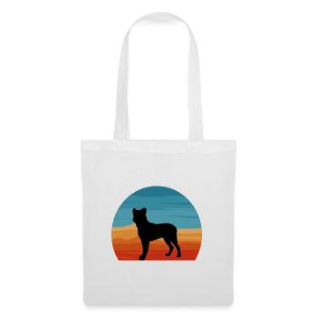 Cao Fila De Seo Miguel Hund Silhouette Retro Sonnenuntergang - Stoffbeutel - Weiß - Vorne