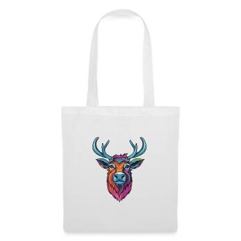 Karibu buntes Aquarell Cartoon Kawaii Tier - Stoffbeutel - Weiß - Vorne