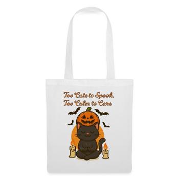 Cute Halloween Cat – Too Calm to Spook Design - Stoffbeutel - Weiß - Vorne