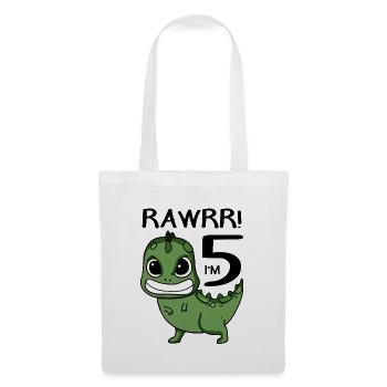5. Geburtstag Dinosaurier - 5. Klasse Geschenk - Stoffbeutel - Weiß - Vorne