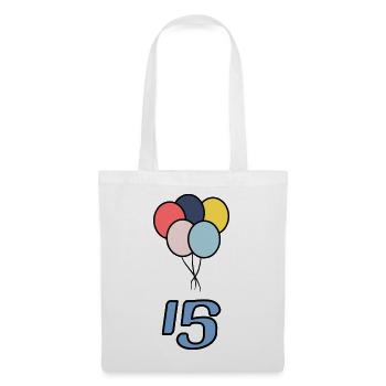 15. 15 ANS. 15e ANNIVERSAIRE. ANNIVERSAIRE 15 ANS. - Sac en tissu - blanc - Devant