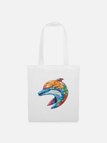 Delphin Bunte Aquarell-Tierillustration - Stoffbeutel - Weiß
