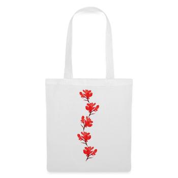 rote Blumen - Stoffbeutel - Weiß - Vorne