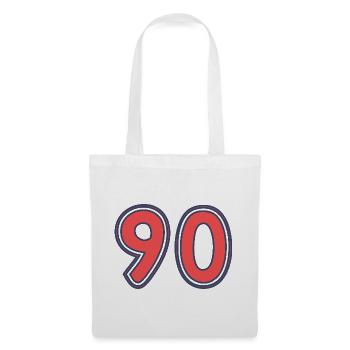 90. 90 ANS. 90e ANNIVERSAIRE. ANNIVERSAIRE 90 ANS. - Sac en tissu - blanc - Devant