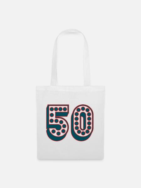50. 50 JAHRE. 50. JAHRESTAG. 50-JÄHRIGES JUBILÄUM. - Stoffbeutel - Weiß