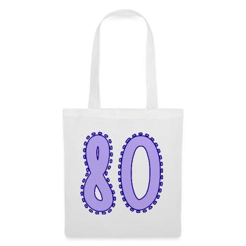 80. 80 ANS. 80e ANNIVERSAIRE. ANNIVERSAIRE 80 ANS. - Sac en tissu - blanc - Devant