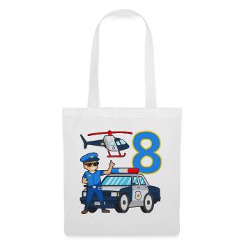 8 Geburtstag Polizei Auto 8 Jahre alt Polizist - Stoffbeutel - Weiß - Vorne