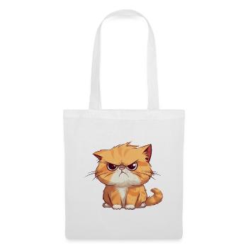 Mürrische aber niedliche orangene Katze - Stoffbeutel - Weiß - Vorne