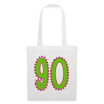 90. 90 ANS. 90e ANNIVERSAIRE. ANNIVERSAIRE 90 ANS. - Sac en tissu - blanc - Devant
