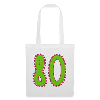80. 80 ANS. 80e ANNIVERSAIRE. ANNIVERSAIRE 80 ANS. - Sac en tissu - blanc - Devant