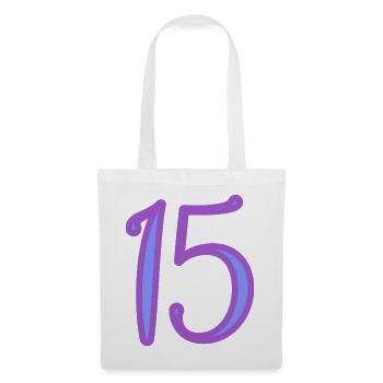 15. 15 ANS. 15e ANNIVERSAIRE. ANNIVERSAIRE 15 ANS. - Sac en tissu - blanc - Devant