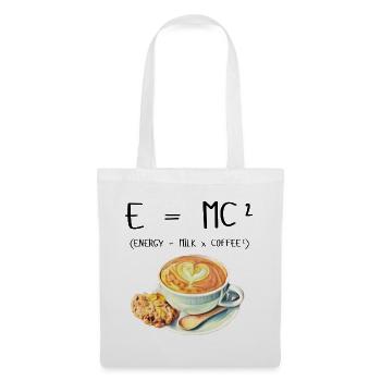 E MC² Kaffee Milch Energie Geschenk lustig - Stoffbeutel - Weiß - Vorne
