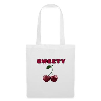 Sweety - Rote Kirschen mit Schriftzug - Stoffbeutel - Weiß - Vorne