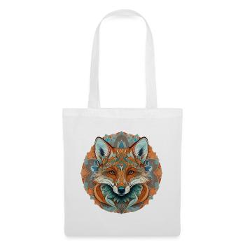 Fuchs Mandala Ornament – Naturmotiv - Stoffbeutel - Weiß - Vorne
