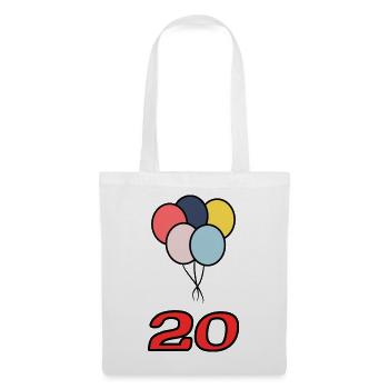 20. 20 ANS. 20e ANNIVERSAIRE. ANNIVERSAIRE 20 ANS. - Sac en tissu - blanc - Devant
