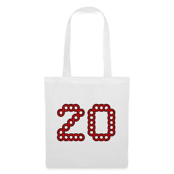 20. 20 ANS. 20e ANNIVERSAIRE. ANNIVERSAIRE 20 ANS. - Sac en tissu - blanc - Devant