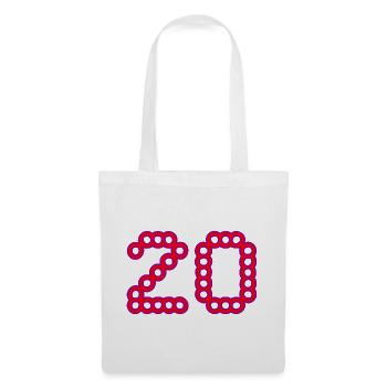 20. 20 ANS. 20e ANNIVERSAIRE. ANNIVERSAIRE 20 ANS. - Sac en tissu - blanc - Devant