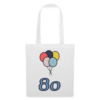 80. 80 ANS. 80e ANNIVERSAIRE. ANNIVERSAIRE 80 ANS. - Sac en tissu - blanc - Devant