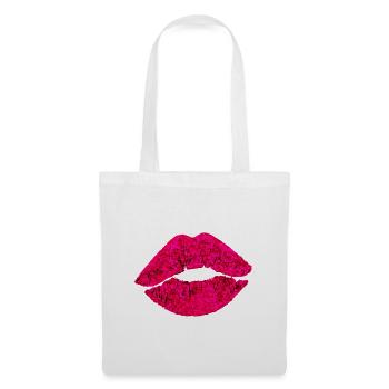 Gesichtsmaske Lippen Kussmund - Stoffbeutel - Weiß - Vorne