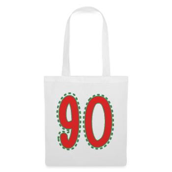 90. 90 ANS. 90e ANNIVERSAIRE. ANNIVERSAIRE 90 ANS. - Sac en tissu - blanc - Devant