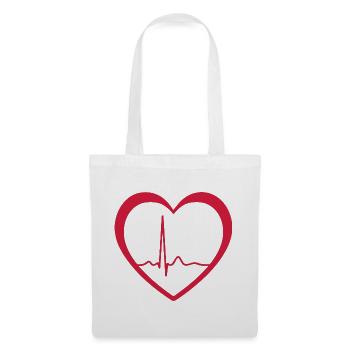 Herzschlag-EKG-Linie Medizinischer Pulswellen-Ikon-Vektor - Stoffbeutel - Weiß - Vorne