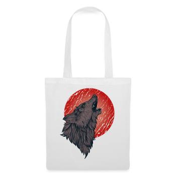 Heulender Wolf, Vollmond - Stoffbeutel - Weiß - Vorne