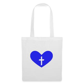 Kreuz Herz Symbol Zeichen Religion Blau - Stoffbeutel - Weiß - Vorne
