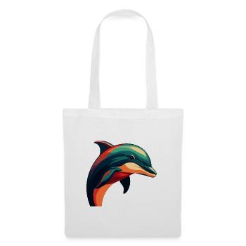 dauphin dessin animé personnage animal de compagnie coloré - Sac en tissu - blanc - Devant
