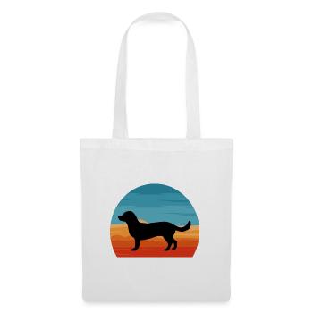 Alpine Dachsbracke Hundesilhouette Retro Sonnenuntergang - Stoffbeutel - Weiß - Vorne