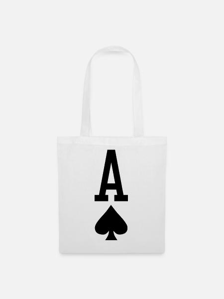 Poker Spielkarte - Pik Ass - Stoffbeutel - Weiß
