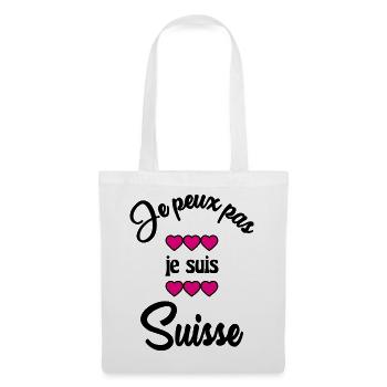 SUISSE. HUMOUR. PAYS. DRAPEAU. GENEVE. LAUSANNE - Sac en tissu - blanc - Devant
