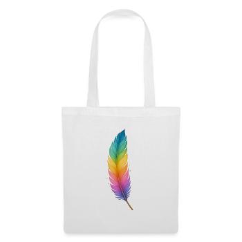 Colorful Feather – Sanfte Kraft in Regenbogenfarbe - Stoffbeutel - Weiß - Vorne