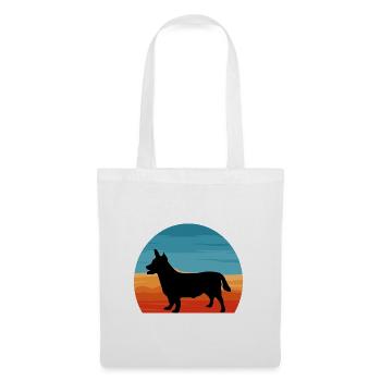 Lancashire Heeler Hund Liebe Silhouette Retro Sonnenuntergang - Stoffbeutel - Weiß - Vorne