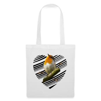 Rotkehlchen Singvogel - Stoffbeutel - Weiß - Vorne