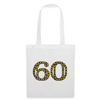 60. 60 ANS. 60e ANNIVERSAIRE. ANNIVERSAIRE 60 ANS. - Sac en tissu - blanc - Devant
