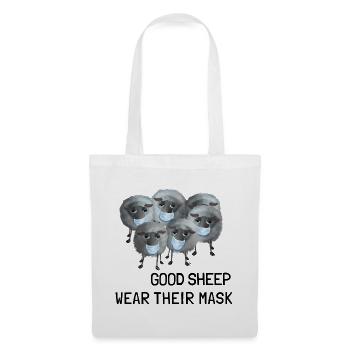 Good Sheep wear their Mask - Herde mit Mundschutz - Stoffbeutel - Weiß - Vorne