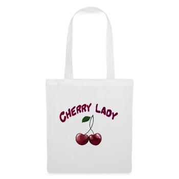 Cherry Lady - Kirschen im Rockabilly Stil - Stoffbeutel - Weiß - Vorne