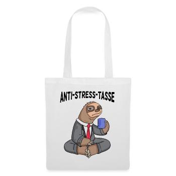 Anti Stress Tasse Faultier Kaffee Büroleben - Stoffbeutel - Weiß - Vorne
