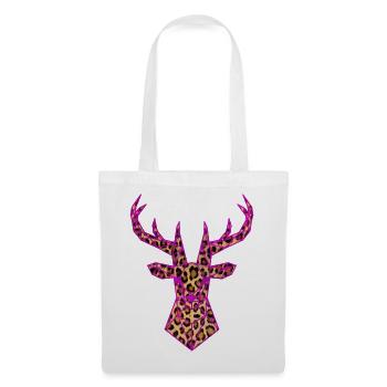 Hirsch PopArt Pink Leoparden Muster Vektor Polygon - Stoffbeutel - Weiß - Vorne
