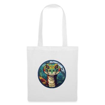 Anaconda Buntglas Bunt Karikatur Kawaii Ani - Stoffbeutel - Weiß - Vorne