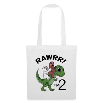 Ich bin 2 Dinosaurier Geburtstag Kindergeburtstag - Stoffbeutel - Weiß - Vorne