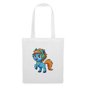 Pony Lustige Zeichentrickfigur Kopfhörer Musik - Stoffbeutel - Weiß - Vorne