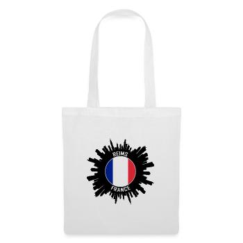 Reims Skyline Frankreich Flagge Reise-Souvenir - Stoffbeutel - Weiß - Vorne