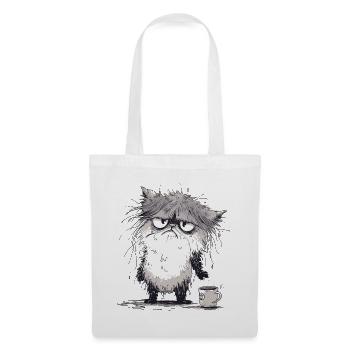 Grantige Katze - Stoffbeutel - Weiß - Vorne