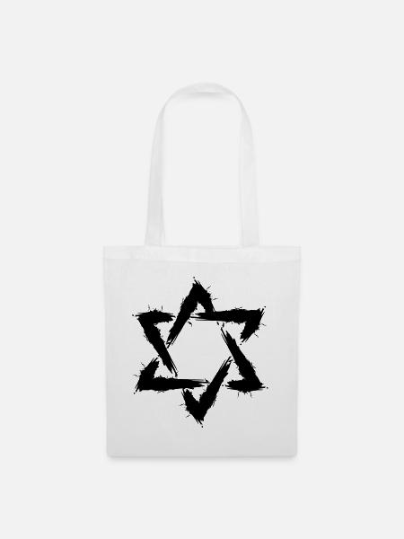 Davidstern Symbol Design Bürste Neu Schwarz - Stoffbeutel - Weiß