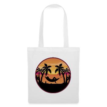 Hammock des palmiers Coucher du soleil - Sac en tissu - blanc - Devant