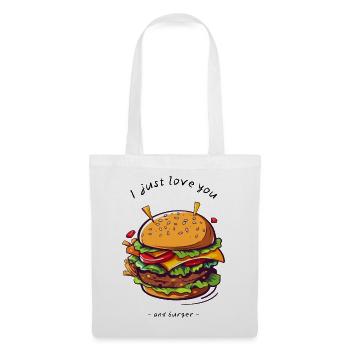 i love u and burger - Stoffbeutel - Weiß - Vorne