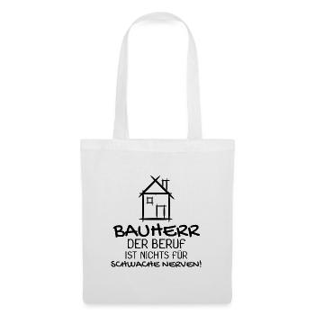 Bauherr Baumeister Hausbau Haus Witziges Geschenk - Stoffbeutel - Weiß - Vorne