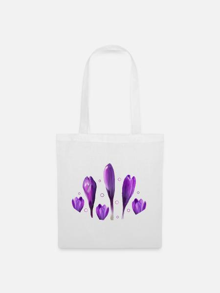Krokusse Frühling Frühlingsboten - Stoffbeutel - Weiß